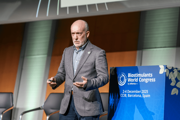 José Nolasco, Head of Global R&D Bionutrition at Rovensa Next, speaking at the Biostimulants World Congress 2025.